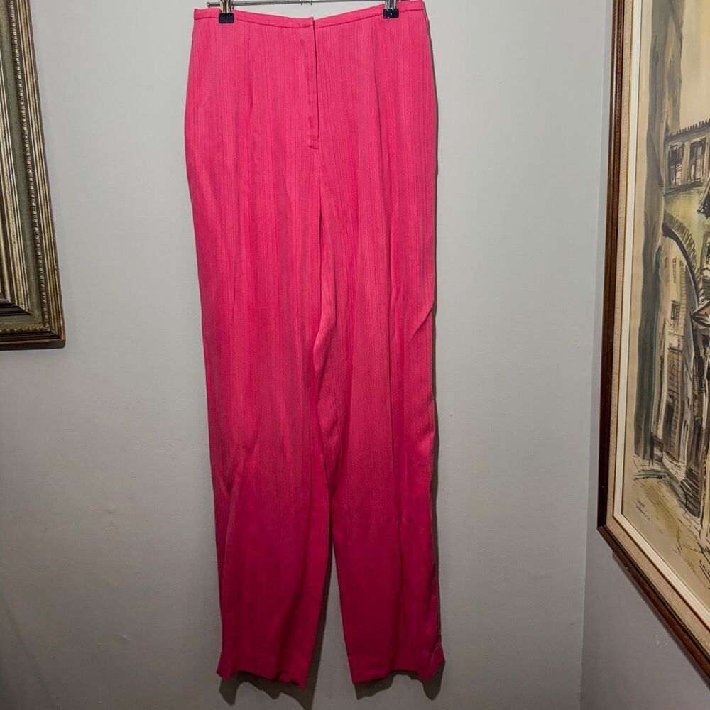 Vtg 90s Canvasbacks Hot Pink Wide Leg Pants High Rise Trousers 100% Tencel 6